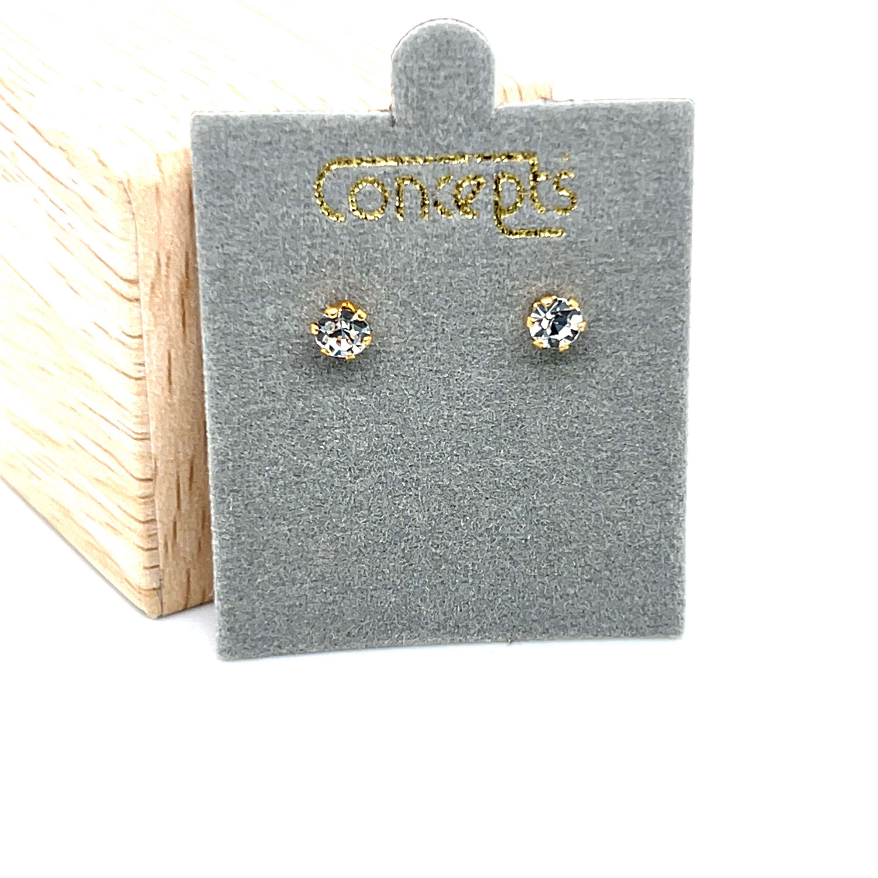 Concepts Gold-Tone 4mm April Birthstone Allergy Free Earrings