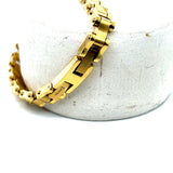 Stainless Steel Gold IP Brushed and Polished Bike Link Bracelet 8+0.5"