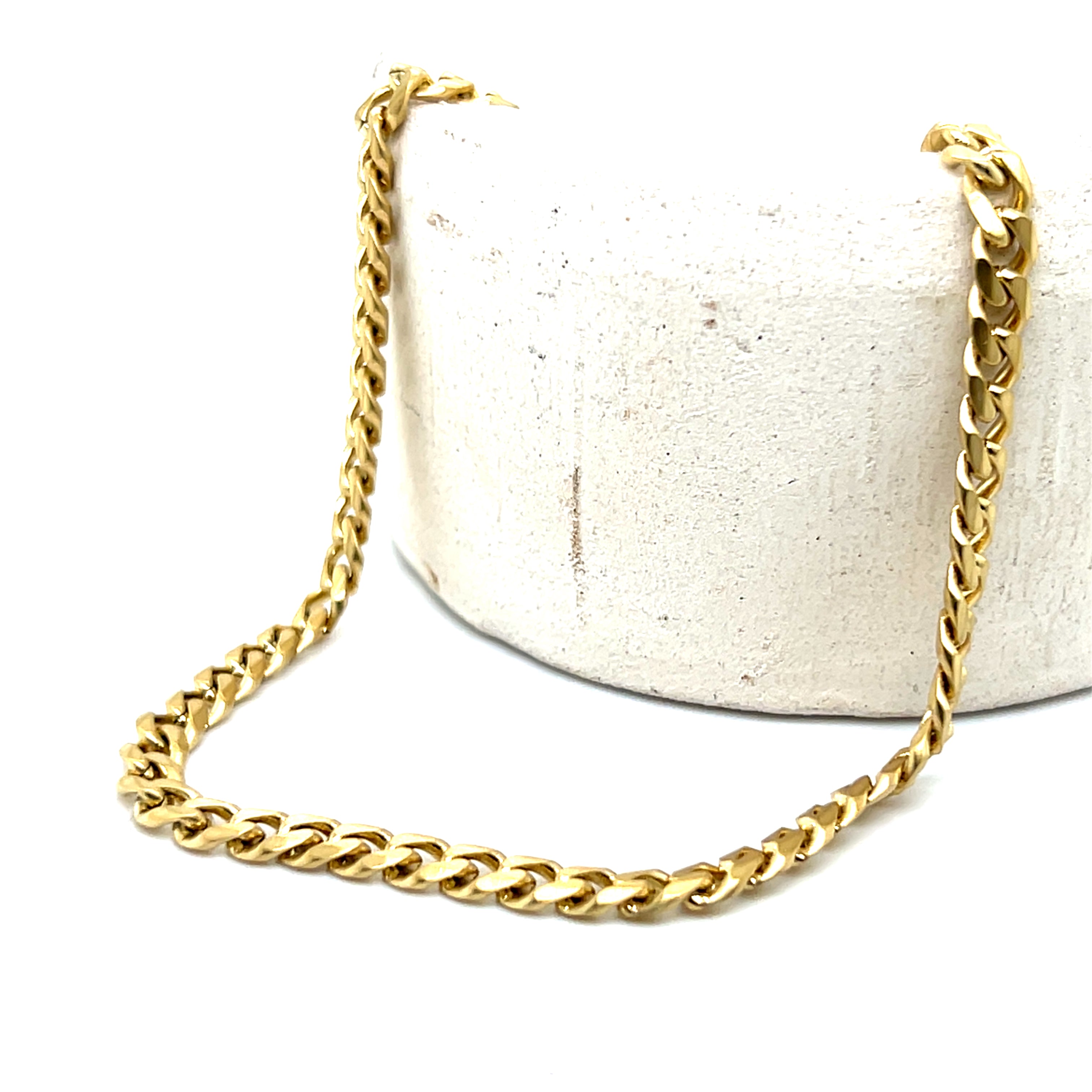Stainless Steel Gold-IP Matte 4.6mm Curb Chain Necklace 22"
