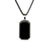 Stainless Steel Gunmetal-IP Brushed and Polished Octagon Dog Tag Necklace 22"