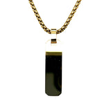 Stainless Steel Gold-IP Brushed and Polished Small Rectangle Dog Tag Necklace 22"