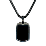 Stainless Steel Black-IP Matte and Polished Dog Tag Necklace 22"