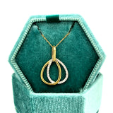 14K Two-Tone Yellow and White Gold 0.11 Carat Total Weight Diamond Double Teardrop Pendant