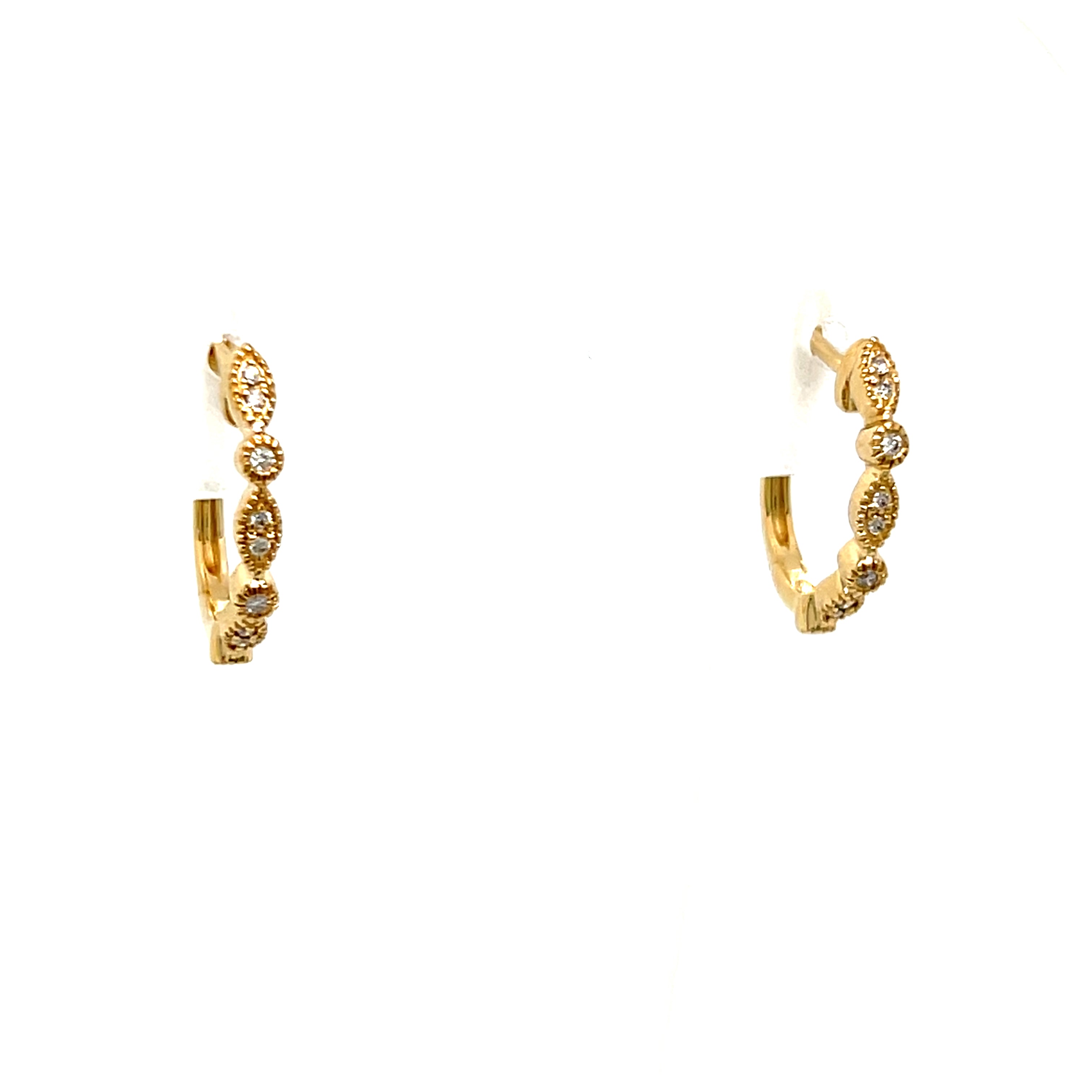 14K Yellow Gold 1.87g 0.07 Carat Total Weight (18) Diamond Earrings
