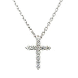 Sterling Silver 0.25 Carat Total Weight Lab Grown Diamond Cross Pendant with Adjustable Chain