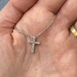 Sterling Silver 0.25 Carat Total Weight Lab Grown Diamond Cross Pendant with Adjustable Chain