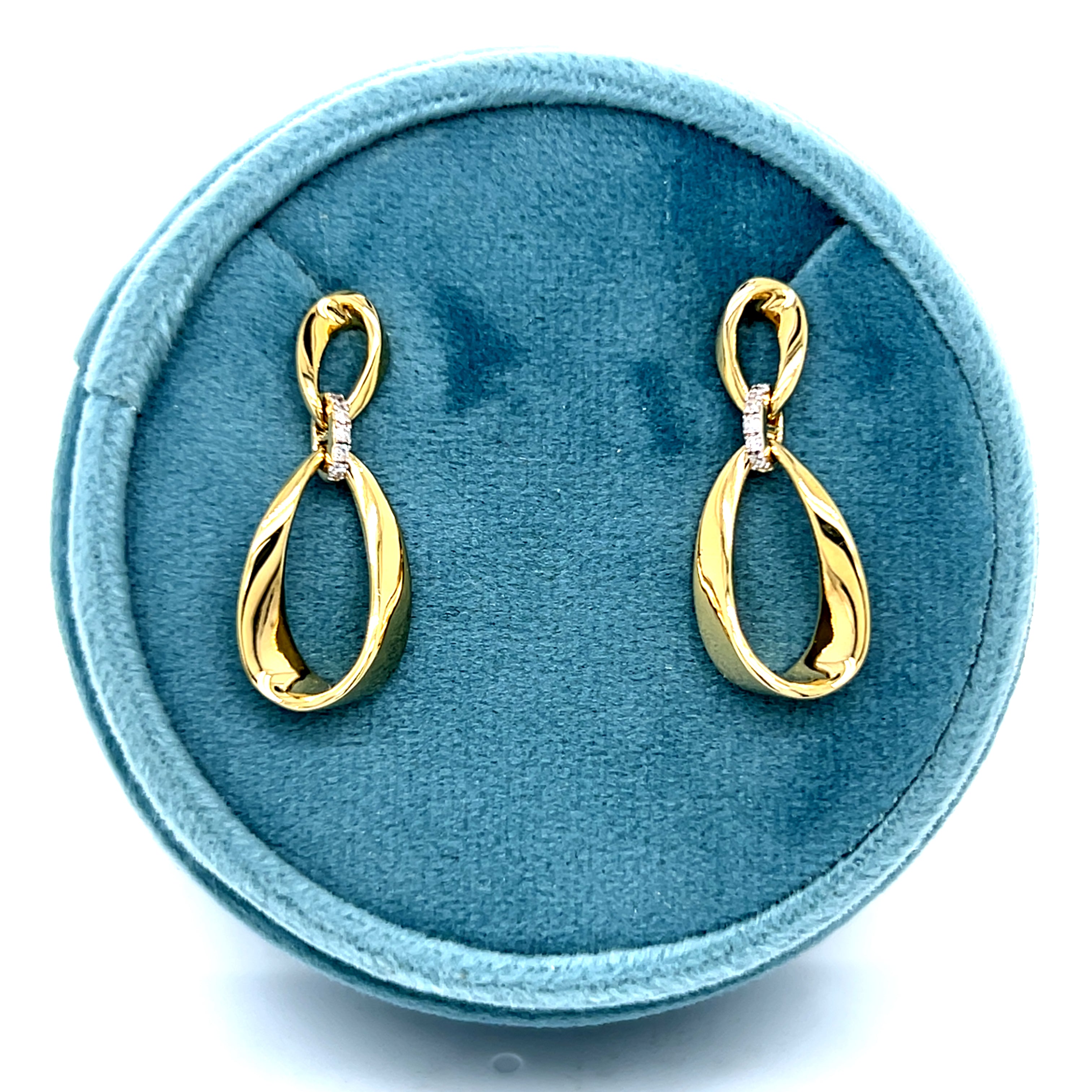 Sterling Silver Gold Vermeil 0.05 Carat Total Weight Diamond Loop Earrings