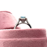 18K White Gold 1.86 Carat Total Weight (1.01CT Color Fancy Vivid Blue, Clarity VS2 Oval Center) Lab Grown Diamond Fancy Ring KR20795OV100 # NC, [IGI 649443367]