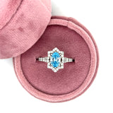 18K White Gold 1.86 Carat Total Weight (1.01CT Color Fancy Vivid Blue, Clarity VS2 Oval Center) Lab Grown Diamond Fancy Ring KR20795OV100 # NC, [IGI 649443367]
