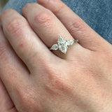 14K White Gold 1.54 Carat Total Weight (1.04CT Color E Clarity VVS2 Marquise Center) Lab Grown Diamond 3-Stone Ring DVR060-MQ-1.00 # NC, [IGI 601389671]