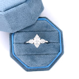 14K White Gold 1.54 Carat Total Weight (1.04CT Color E Clarity VVS2 Marquise Center) Lab Grown Diamond 3-Stone Ring DVR060-MQ-1.00 # NC, [IGI 601389671]