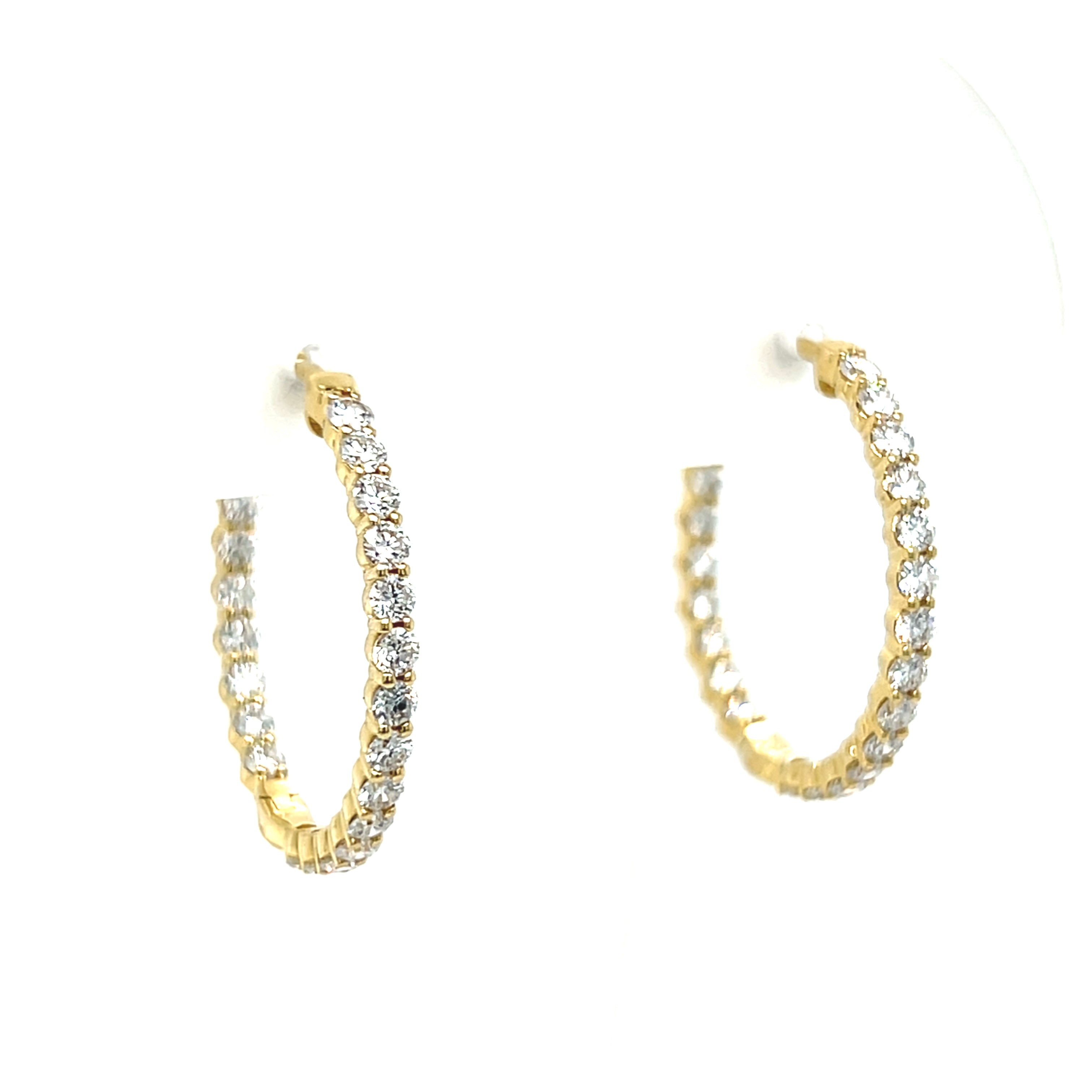 14K Yellow Gold 2.02 Carat Total Weight Lab Grown Diamond In-Out Hoop Earrings KJE8638-2.00  # NC