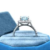 14K White Gold Lab Grown 2.68 Carat Total Weight (2.19CT Color Fancy Vivid Blue, Clarity VS1 Cushion Cut Center) Diamond Ring KJR17852-SCUS-2.00CT-BLUE # IGI, 37J7774125 [IGI 687561058]