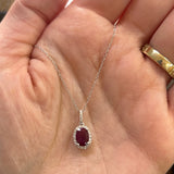 14K White Gold 0.80CT 5x7mm Ruby and 0.101 Carat Total Weight (23) Diamond Pendant