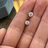 14K White Gold 0.97 Carat Total Weight Lab Grown Diamond 3 Prong Push Back Stud Earrings KJE7828-RD-1.00 #NC