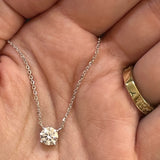 14K White Gold 1.01CT Color F, Clarity VS2 Round Lab Grown Diamond Solitaire Pendant KJN10721-1.00 #NC, {IGI 780636049]