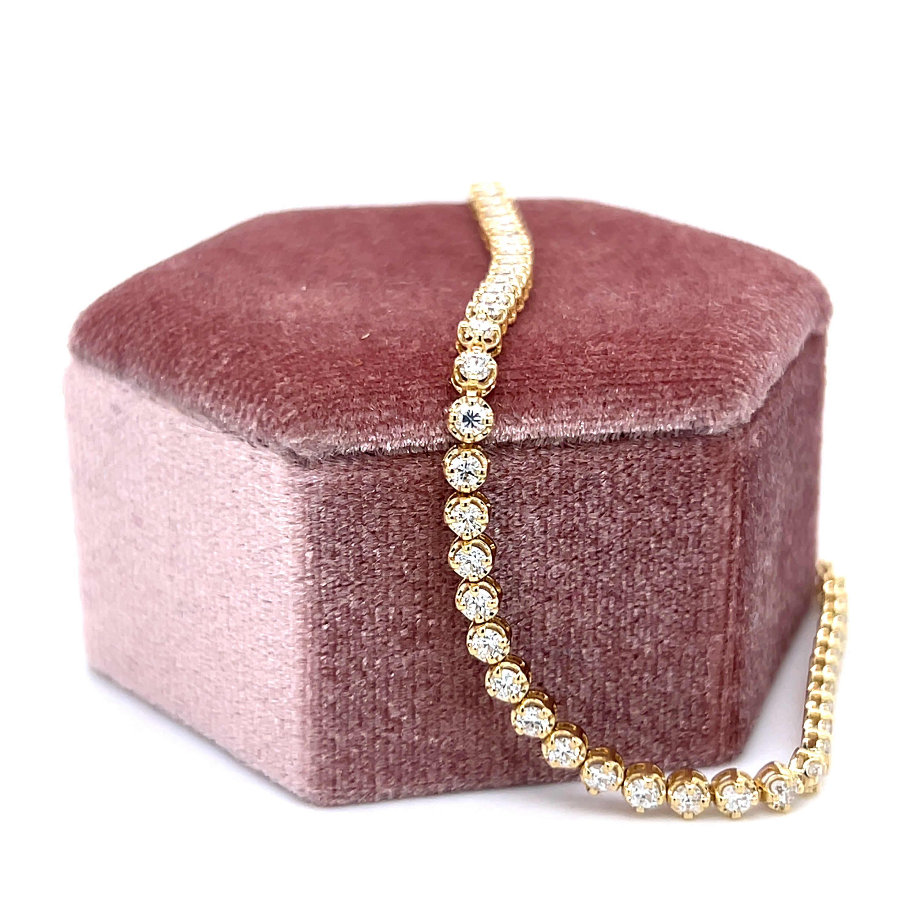 14K Yellow Gold 1.98 Carat Total Weight Lab Grown Diamond Tennis Bracelet KJB13412-2.00CT # NC