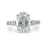 14K White Gold 3.78 Carat Total Weight Lab Grown Diamond Hidden Halo Oval Engagement Ring  DVR072-OV-2.00 # NC, [IGI 782668095]