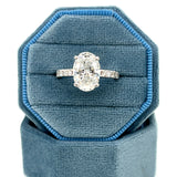 14K White Gold 3.78 Carat Total Weight Lab Grown Diamond Hidden Halo Oval Engagement Ring  DVR072-OV-2.00 # NC, [IGI 782668095]