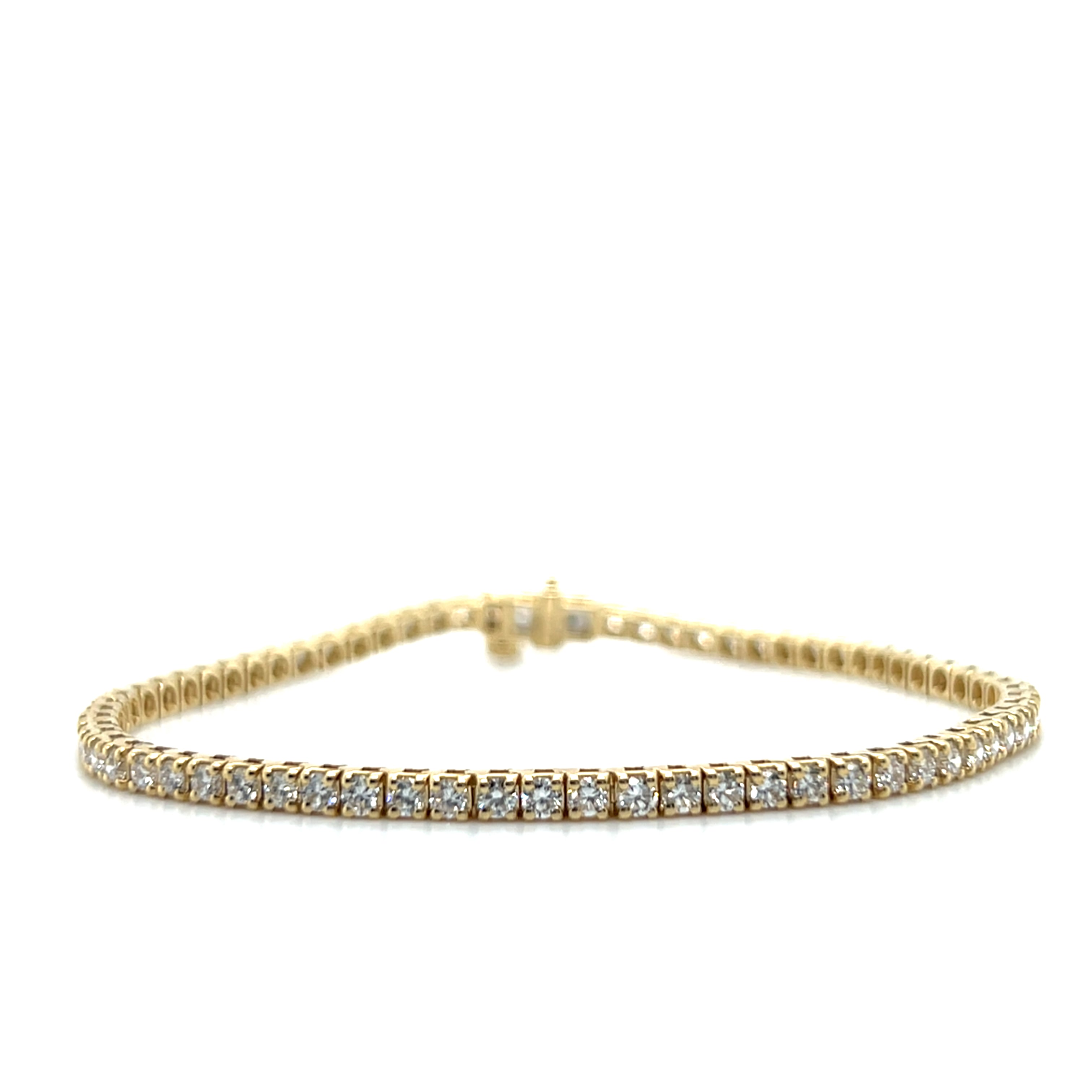 14K Yellow Gold 3.00 Carat Total Weight Lab Grown Diamond Tennis Bracelet  KJB809-3.00 # NC