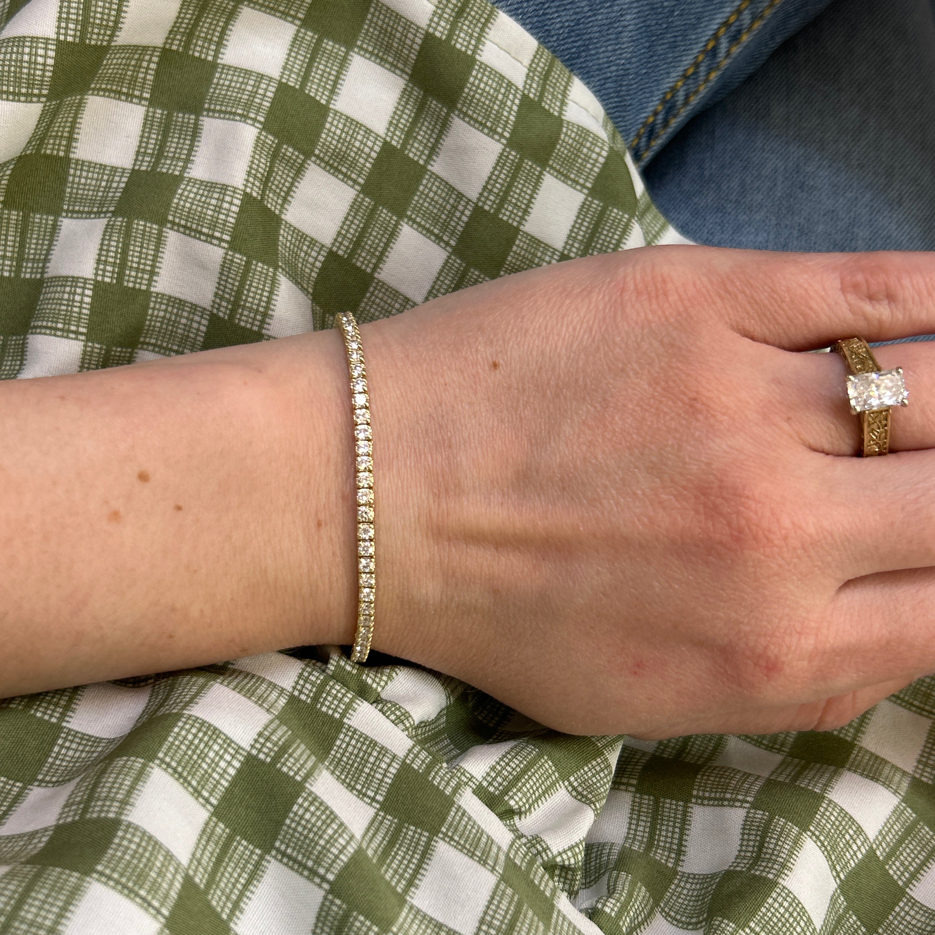 14K Yellow Gold 3.00 Carat Total Weight Lab Grown Diamond Tennis Bracelet  KJB809-3.00 # NC