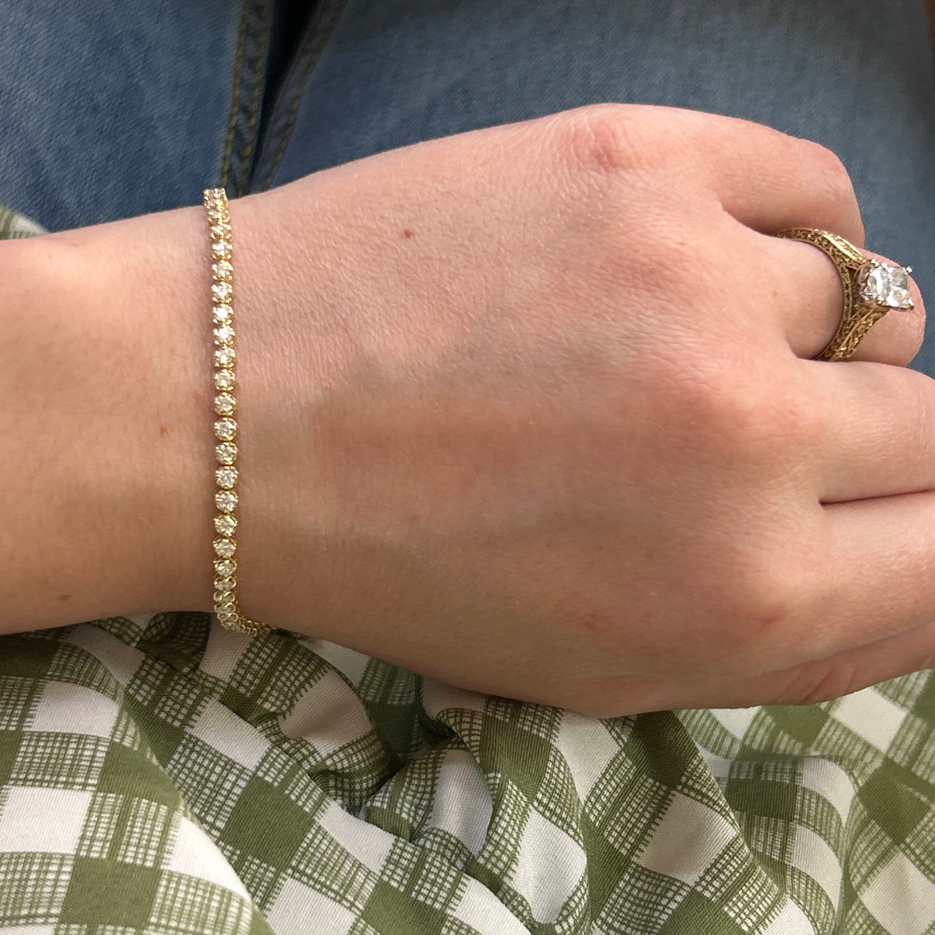 14K Yellow Gold 1.98 Carat Total Weight Lab Grown Diamond Tennis Bracelet KJB13412-2.00CT # NC