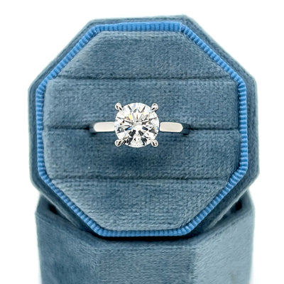 14K White Gold 2.23 Carat Total Weight (2.03CT Color E, Clarity VS1 Round Center) Lab Grown Diamond Hidden Halo Round Engagement Ring DVR073-RD-2.00 # NC, [IGI 781656075]
