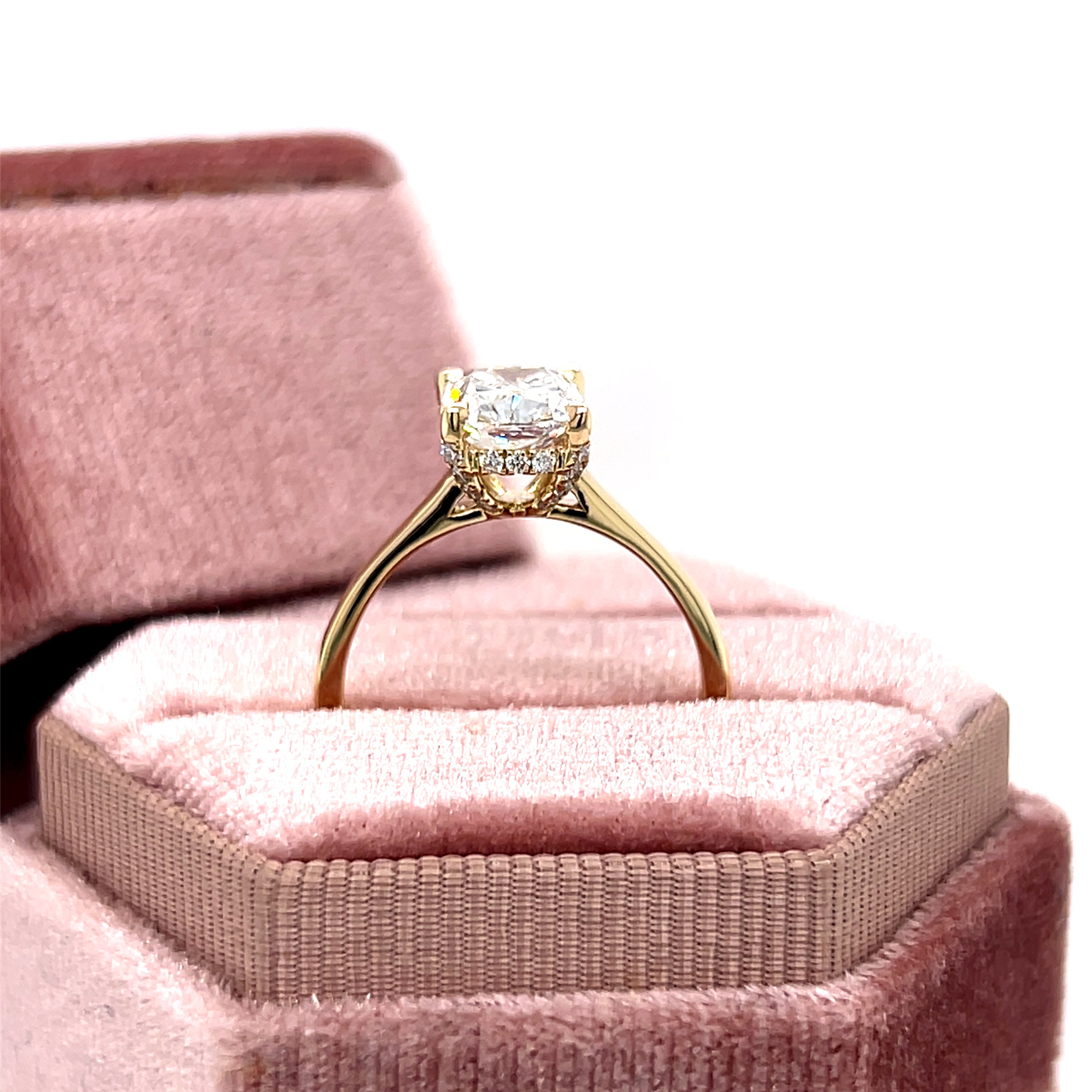 14K Yellow Gold 2.20 Carat Total Weight (2.03CT Color D, Clarity VS1 Cushion Cut Center) Lab Grown Diamond Hidden Halo Engagement Ring DVR073-ECUS-2.00 # NC, [IGI 780688979]