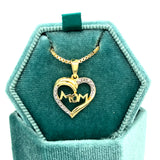 Sterling Silver Yellow Gold Plated Diamond Accent Mom Heart Necklace
