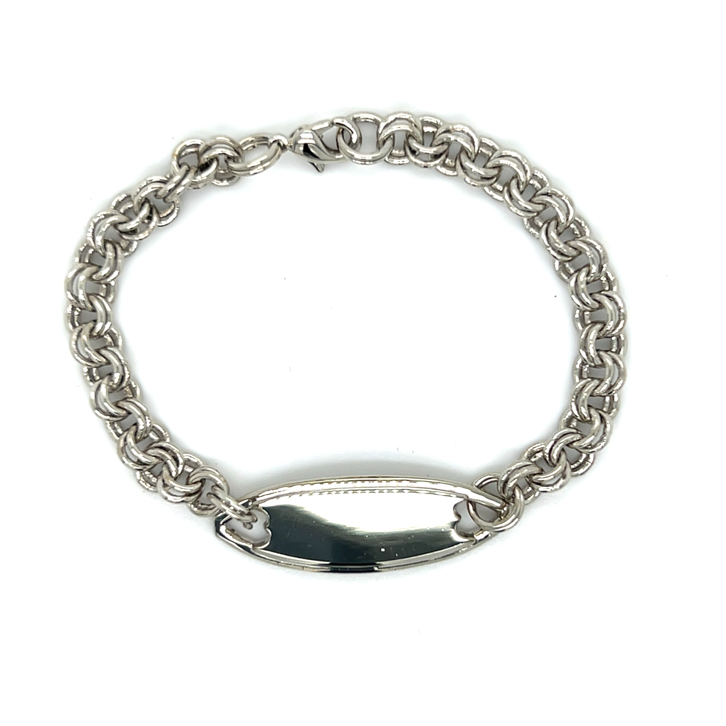 Girls White Overlay Heart ID Bracelet 6"