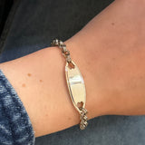 Girls White Overlay Heart ID Bracelet 6"