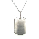 Sterling Silver 9 Diamond Dog Tag Necklace