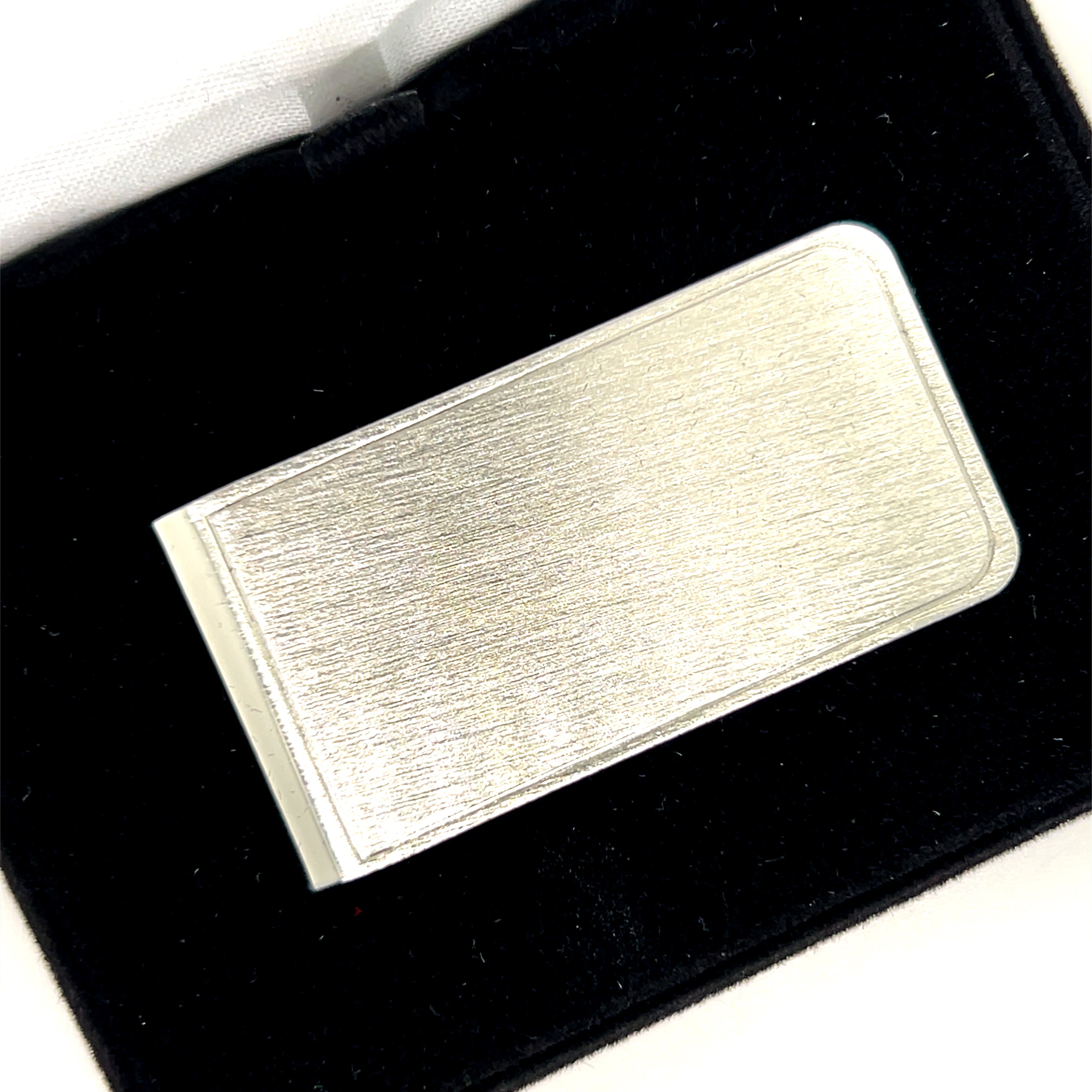 Men's White Gold Overlay Satin Finished Plain Money Clip