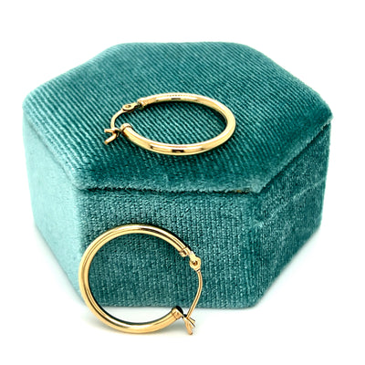 Gold Filled 1.5mm x 19mm Hoop Earrings