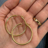 Gold Filled 2mm x 34mm Hoop Earrings