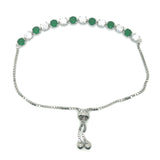 Sterling Silver Green/White Cubic Zirconia Bolo Bracelet