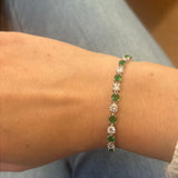 Sterling Silver Green/White Cubic Zirconia Bolo Bracelet