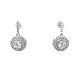 Sterling Silver Cubic Zirconia Double Halo Earrings