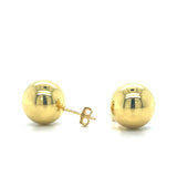 Sterling Silver Yellow Gold Plated 12mm Ball Earrings