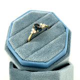 14K Yelllow Gold Oval Cabochon Cat's Eye Inspired London Blue Topaz & Diamond Accent Ring