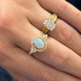 14K Yellow Gold Oval Australian Opal & Diamond Ring