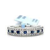 14K White Gold Sapphire & Diamond Band