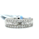 14K White Gold 0.48 Carat Total Weight (7) Baguette Diamond & 0.49 Carat Total Weight (26) Round Diamond Band Ring
