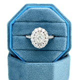 14K White Gold 0.50CT (1) Oval Diamond Center & 1.01 Carat Total Weight (41) Round Diamond Engagement Ring