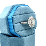 14K White Gold 0.50CT (1) Oval Diamond Center & 1.01 Carat Total Weight (41) Round Diamond Engagement or Anniversary Ring
