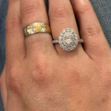 14K White Gold 0.50CT (1) Oval Diamond Center & 1.01 Carat Total Weight (41) Round Diamond Engagement Ring