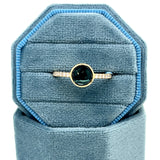 14K Yellow Gold 1.87CT (1) London Blue Topaz & 0.15 Carat Total Weight (14) Round Diamond Rings