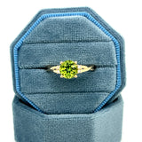 14K Yellow Gold 1.35CT (1) Peridot & 0.06 Carat Total Weight (4) Round Diamond Ring