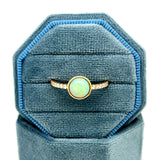 14K Yellow Gold+B 0.85 Total Gem Weight (1) Round Opal & 0.15 Carat Total Weight (14) Round Diamond Ring