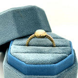 14K Yellow Gold+B 0.85 Total Gem Weight (1) Round Opal & 0.15 Carat Total Weight (14) Round Diamond Ring